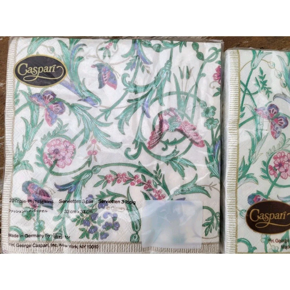 New, Old Stock- 2 Packs CASPARI Germany Triple Ply Printed Napkins -20 Each Pack